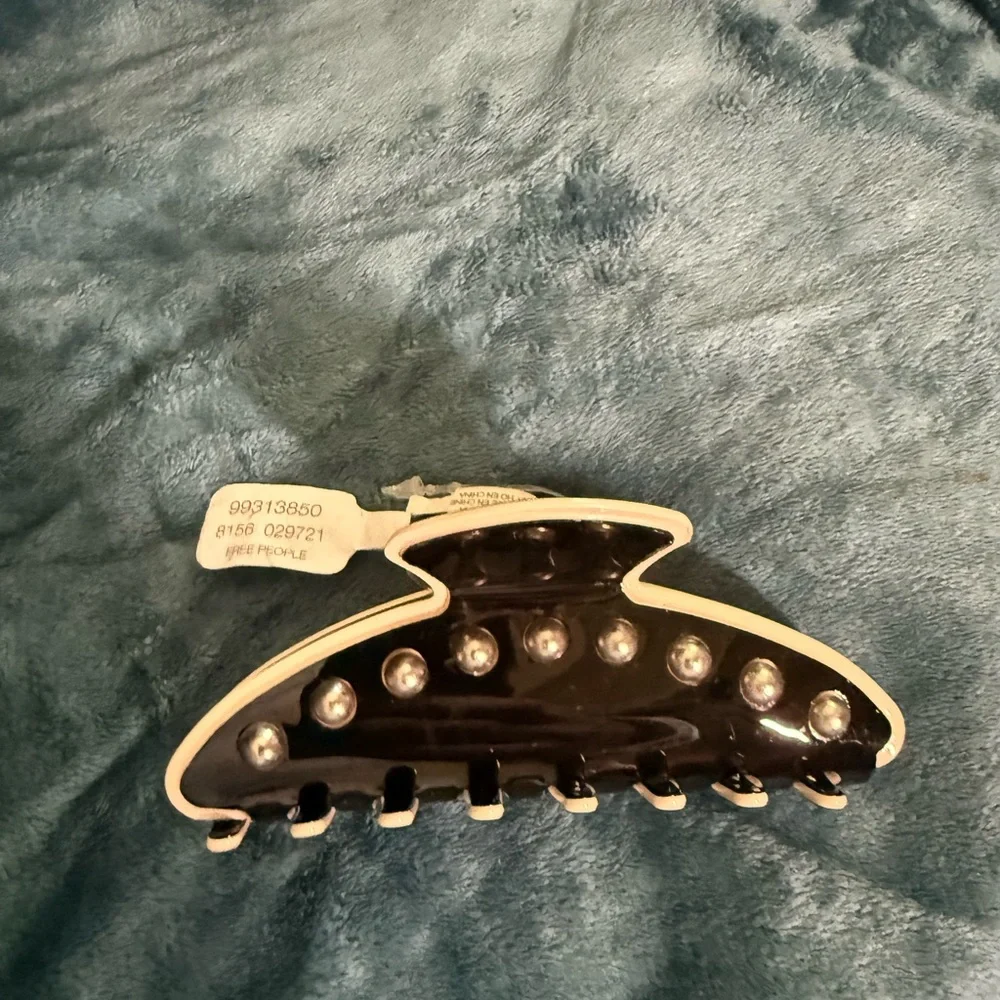 Free people Black Resin Hair Claw Clip with Silver Studs